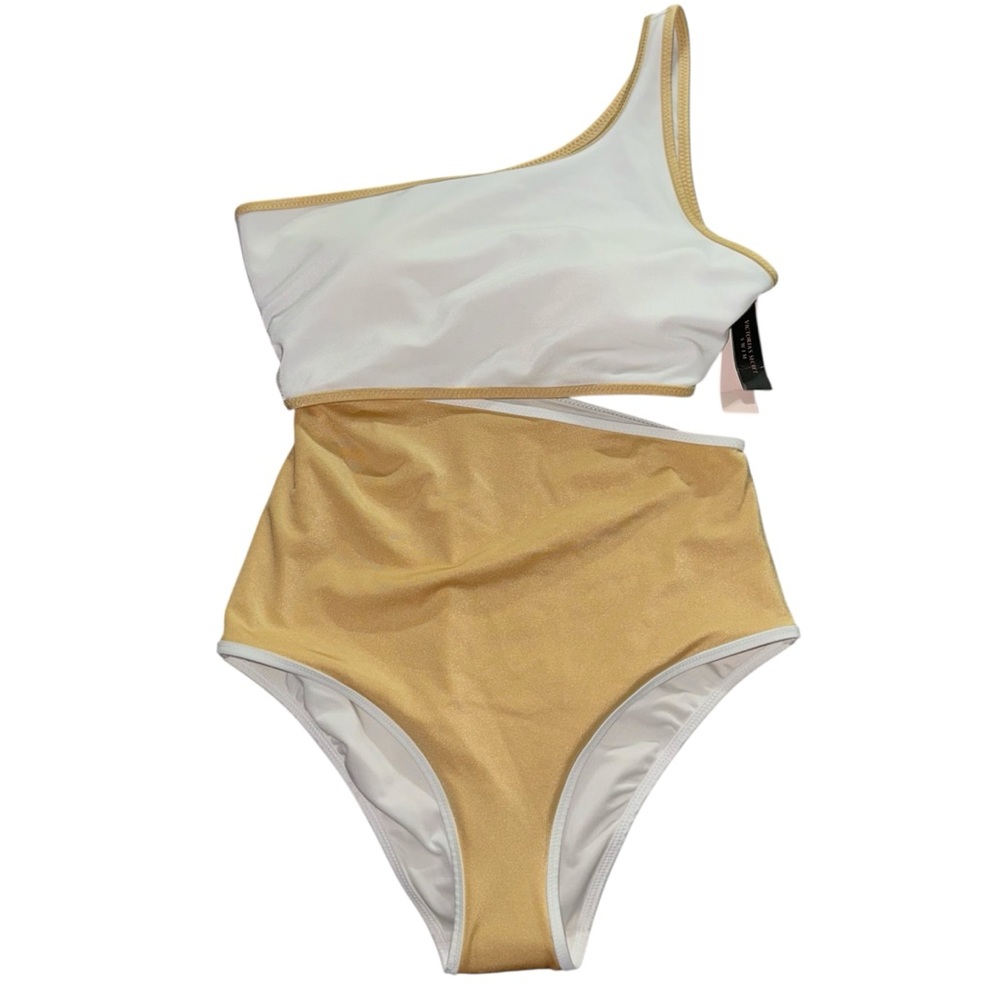 Victoria’s Secret One-Shoulder White and Gold Swimsuit ✨